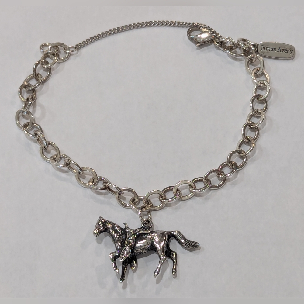 James Avery Retired Silver Horse with Saddle Charm and Bracelet